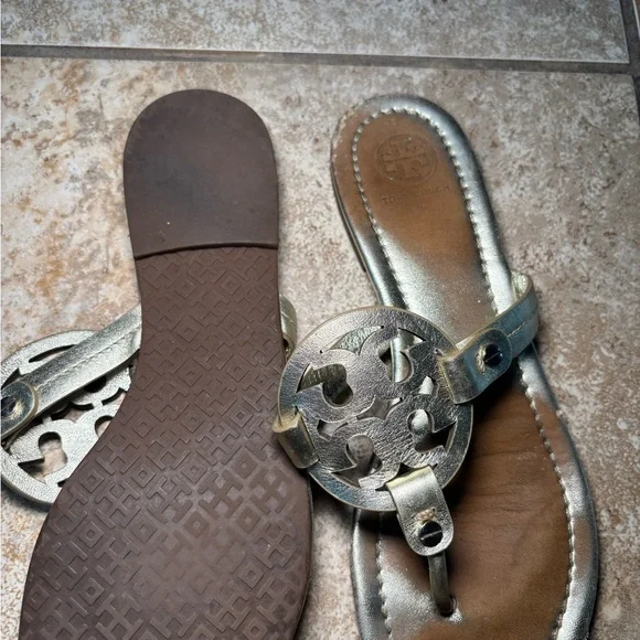 Tory Burch gold miller Metallic Sandals - Picture 4 of 6
